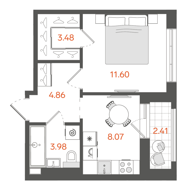 1-комнатная квартира, 33.2 м²; этаж: 8 - купить в Санкт-Петербурге