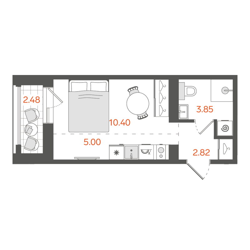 1-комнатная квартира, 23.31 м²; этаж: 8 - купить в Санкт-Петербурге
