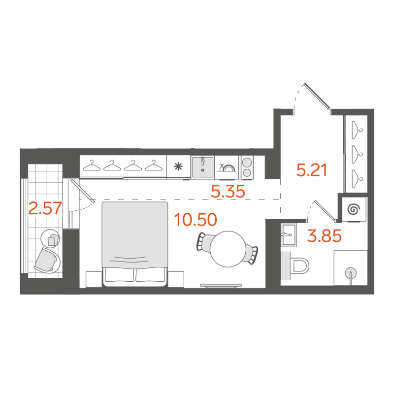 1-комнатная квартира, 26.2 м²; этаж: 8 - купить в Санкт-Петербурге