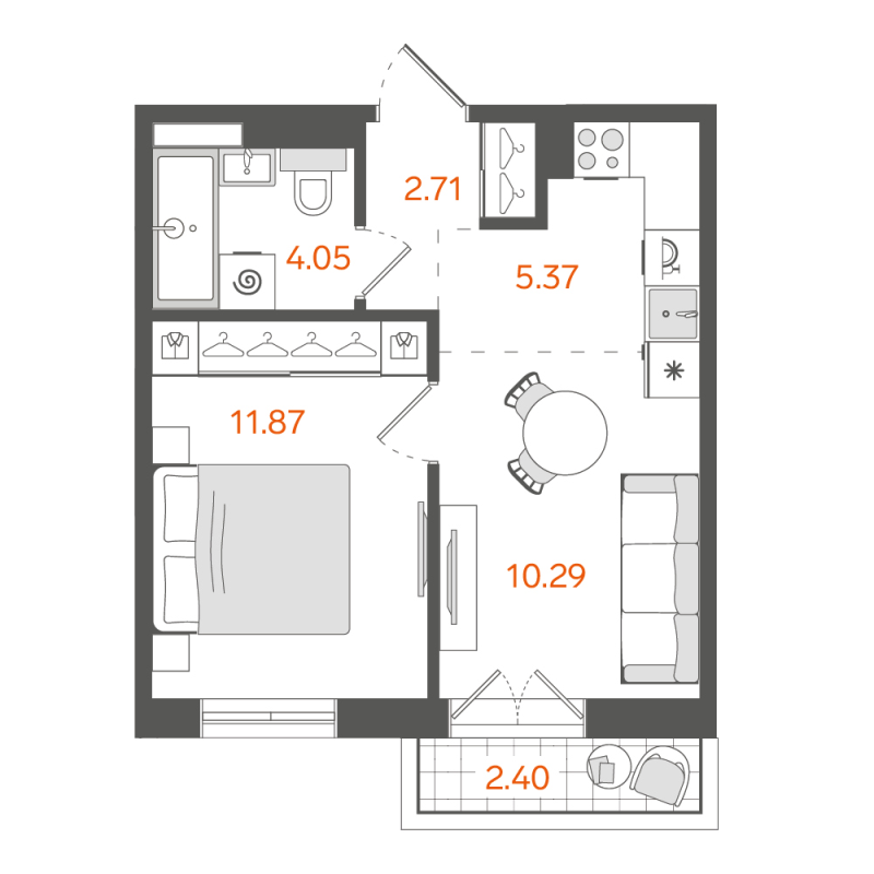 1-комнатная квартира, 35.01 м²; этаж: 6 - купить в Санкт-Петербурге