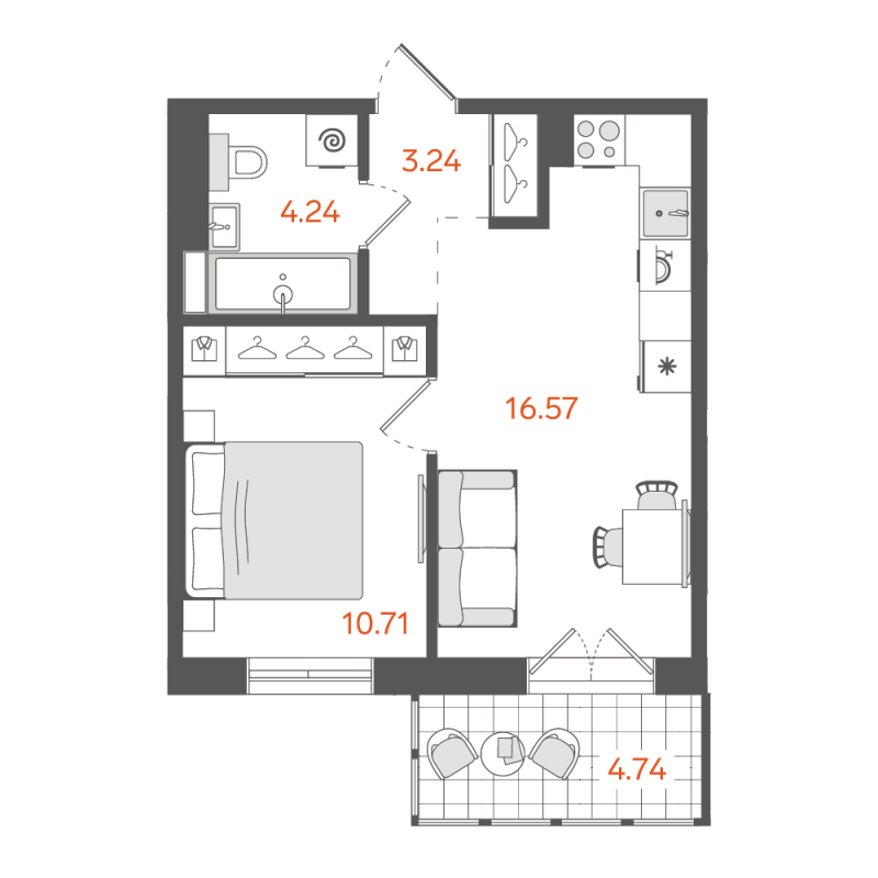 1-комнатная квартира, 36.18 м²; этаж: 6 - купить в Санкт-Петербурге