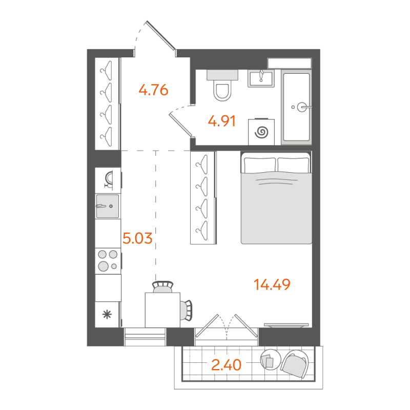 1-комнатная квартира, 29.91 м²; этаж: 8 - купить в Санкт-Петербурге