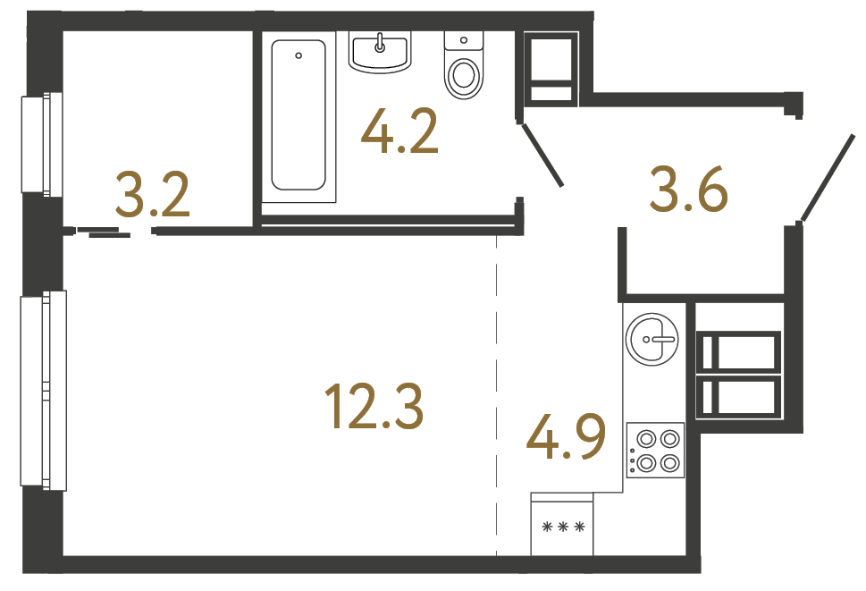 1-комнатная квартира, 28.2 м²; этаж: 7 - купить в Санкт-Петербурге