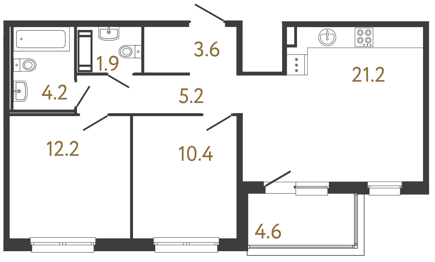 2-комнатная квартира, 58.7 м²; этаж: 12 - купить в Санкт-Петербурге