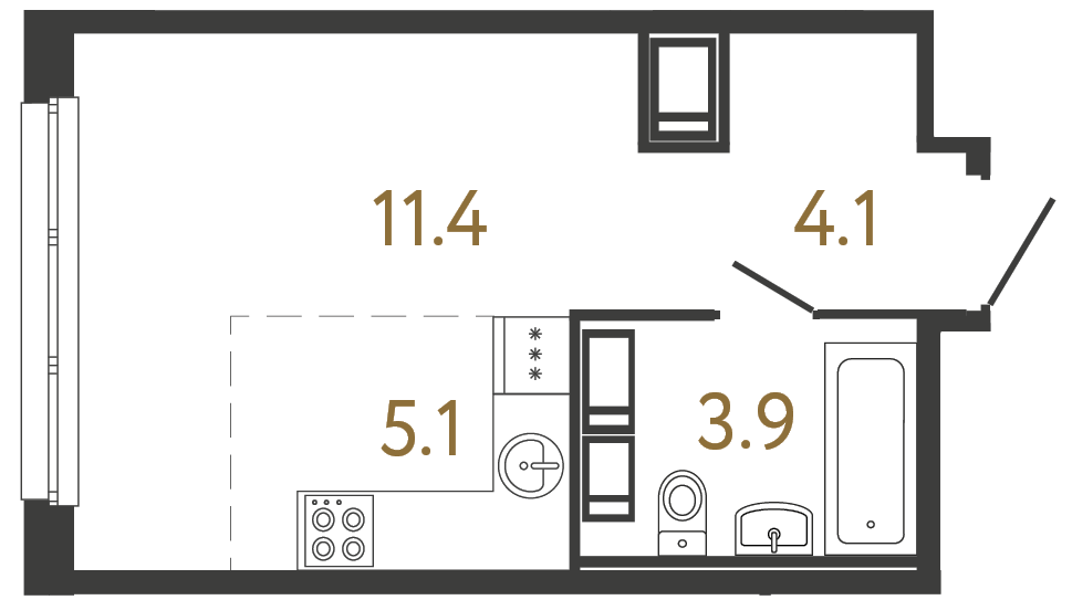 1-комнатная квартира, 24.5 м²; этаж: 10 - купить в Санкт-Петербурге