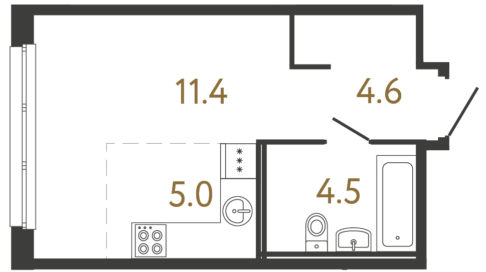 1-комнатная квартира, 25.5 м²; этаж: 2 - купить в Санкт-Петербурге