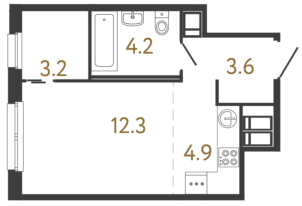 1-комнатная квартира, 28.2 м²; этаж: 5 - купить в Санкт-Петербурге