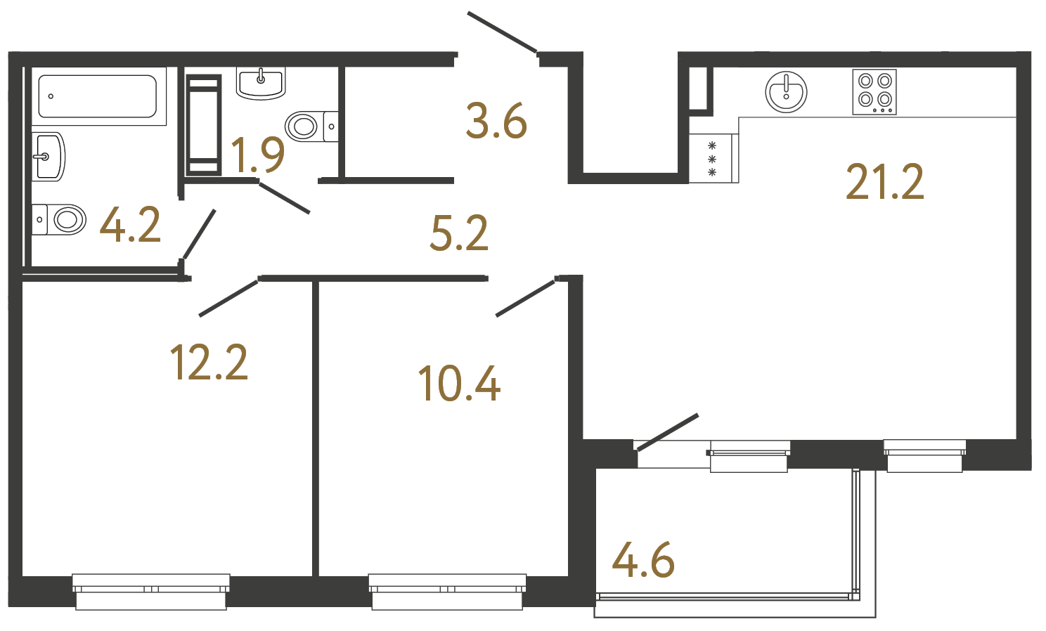 2-комнатная квартира, 58.7 м²; этаж: 4 - купить в Санкт-Петербурге