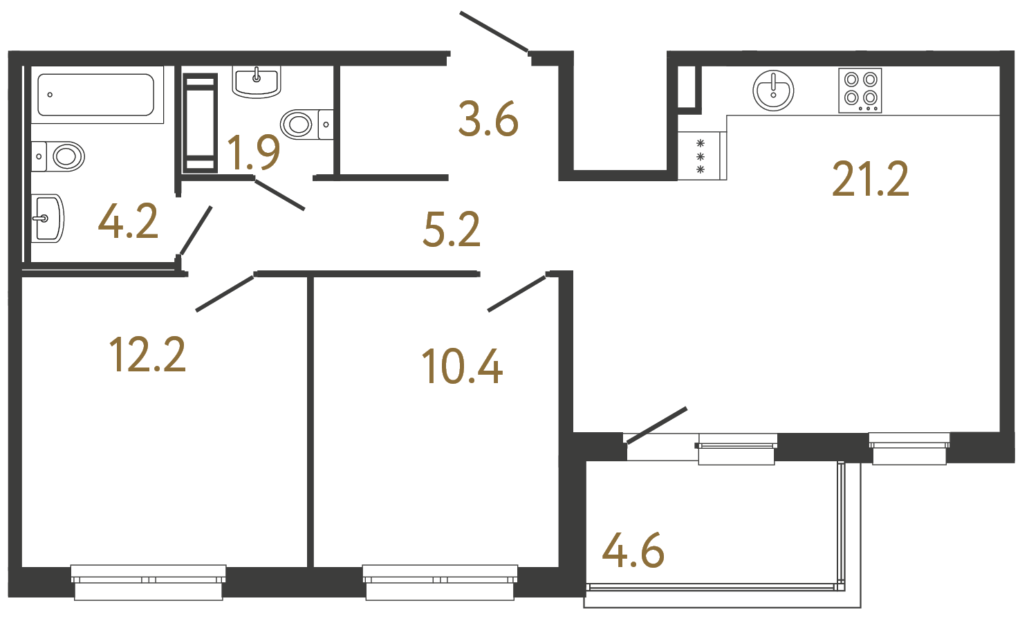 2-комнатная квартира, 58.7 м²; этаж: 11 - купить в Санкт-Петербурге