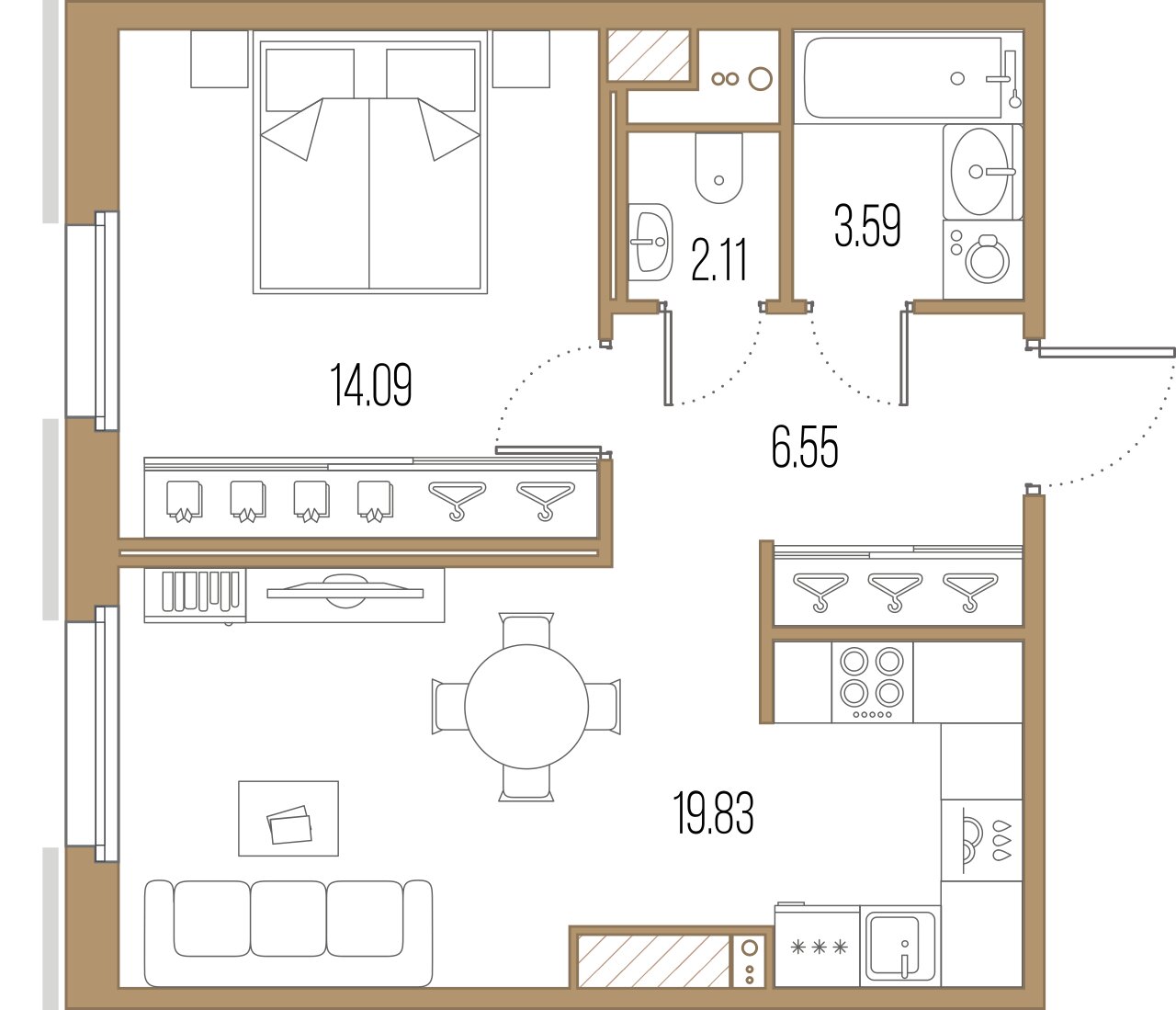 1-комнатная квартира, 47.2 м²; этаж: 8 - купить в Санкт-Петербурге