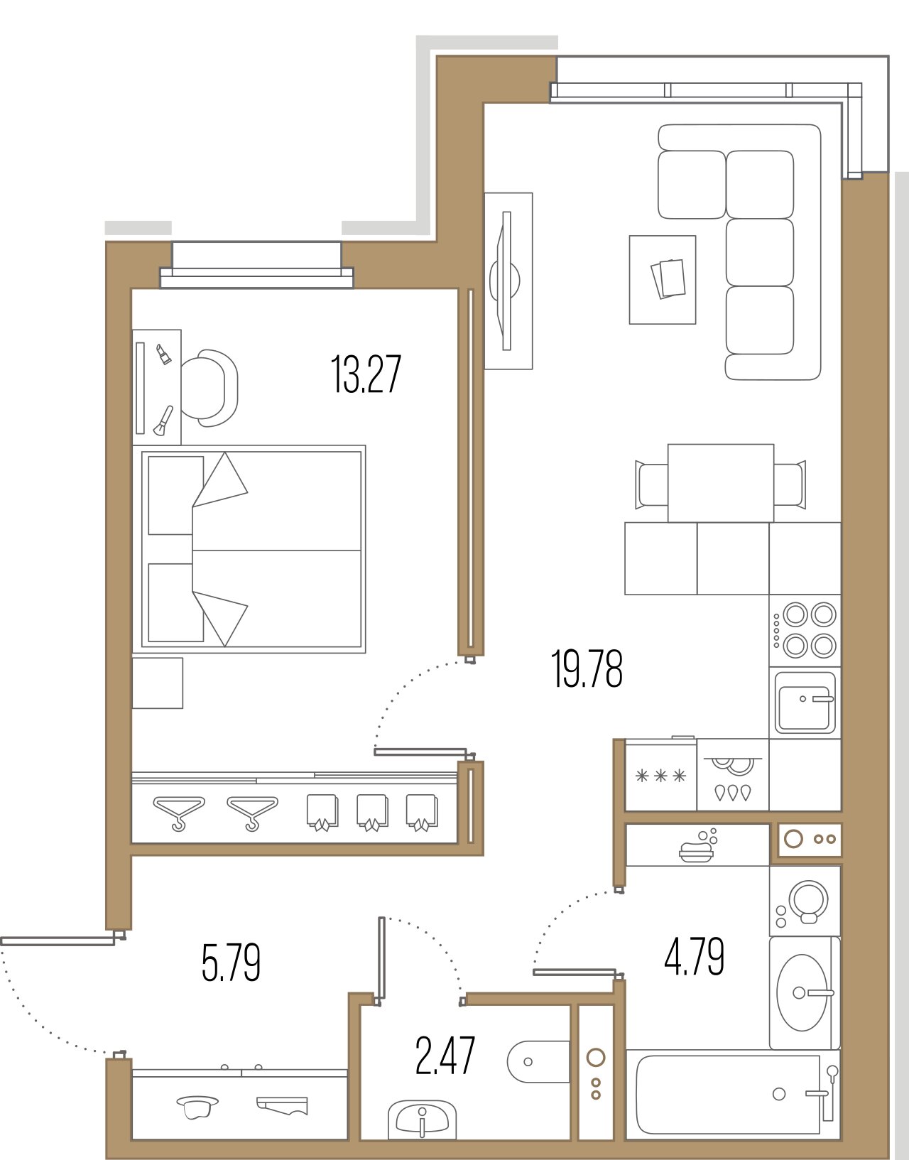 1-комнатная квартира, 45.6 м²; этаж: 4 - купить в Санкт-Петербурге