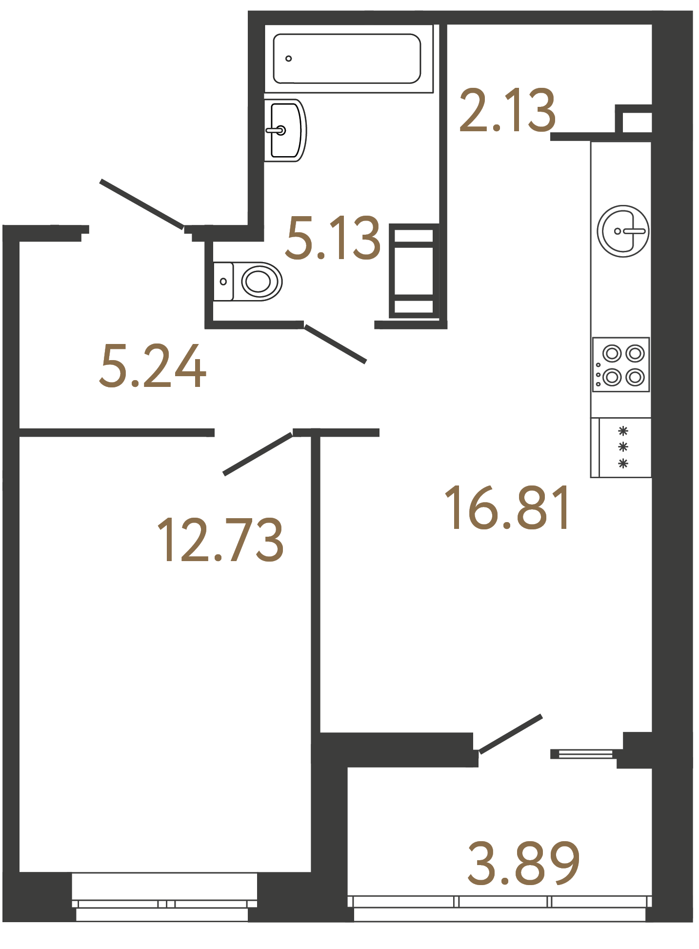 1-комнатная квартира, 42.04 м²; этаж: 16 - купить в Санкт-Петербурге