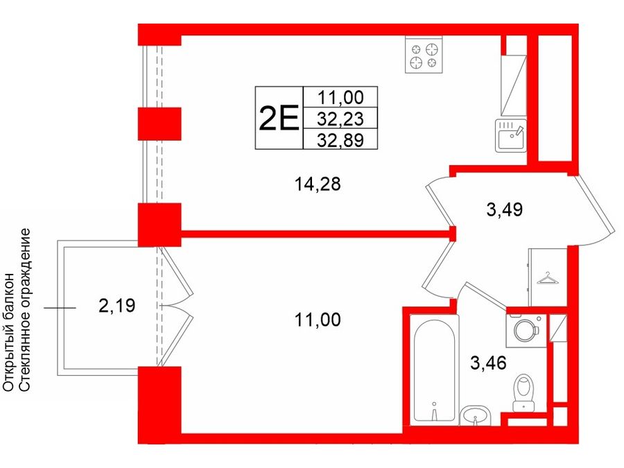1-комнатная квартира, 32.23 м²; этаж: 5 - купить в Санкт-Петербурге