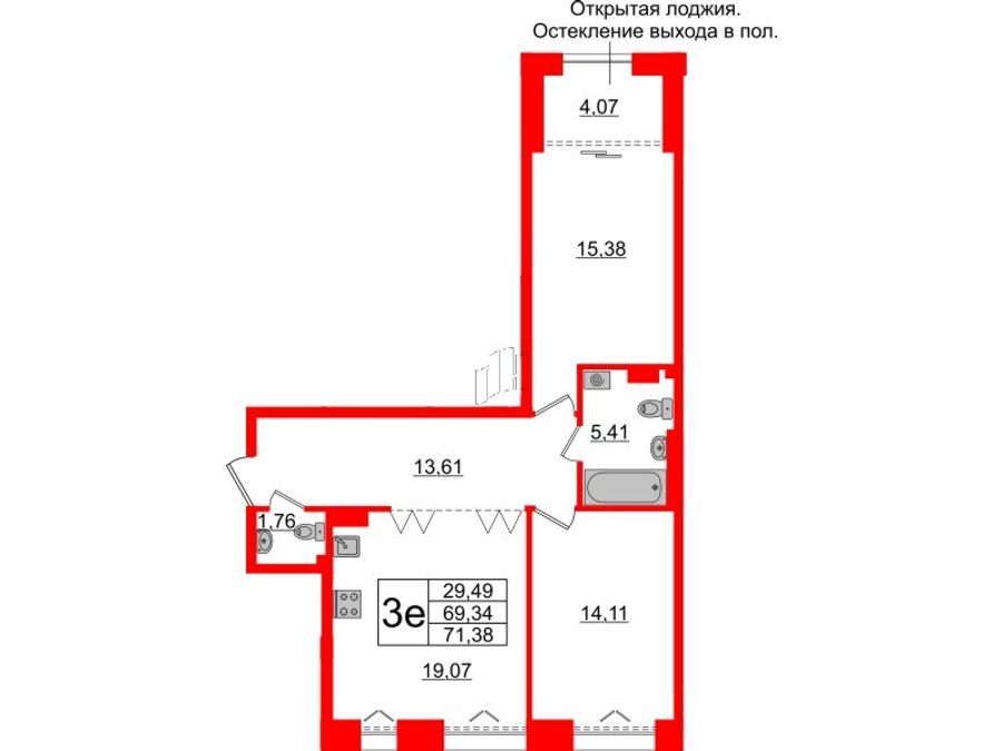 2-комнатная квартира, 69.34 м²; этаж: 5 - купить в Санкт-Петербурге