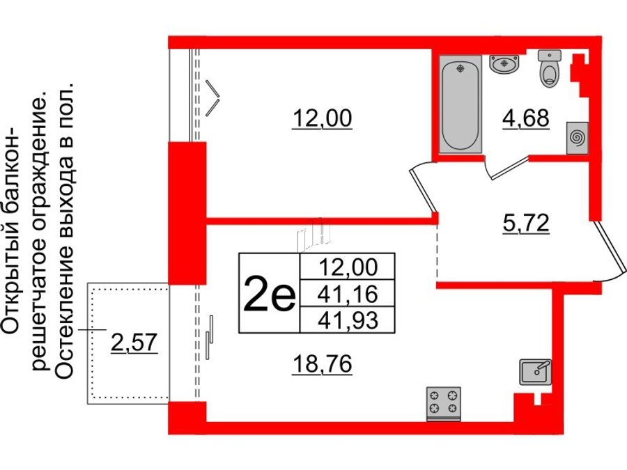 1-комнатная квартира, 41.16 м²; этаж: 5 - купить в Санкт-Петербурге