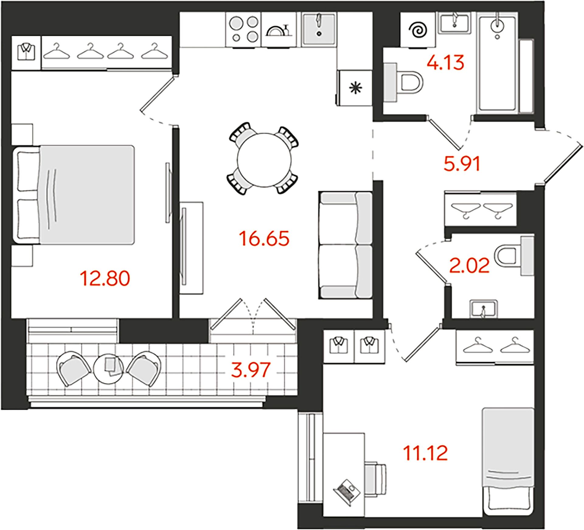 2-комнатная квартира, 54.62 м²; этаж: 4 - купить в Санкт-Петербурге