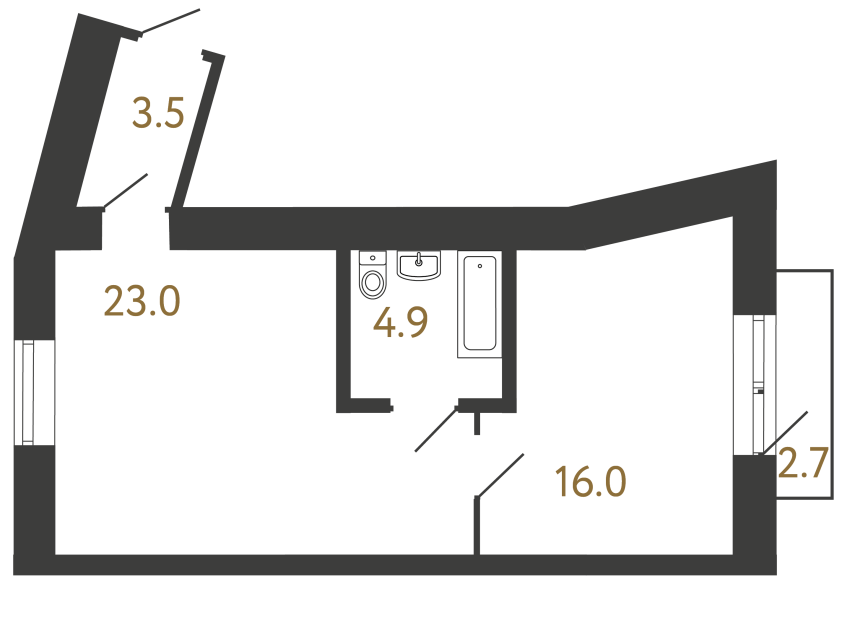 1-комнатная квартира, 50.1 м²; этаж: 3 - купить в Санкт-Петербурге