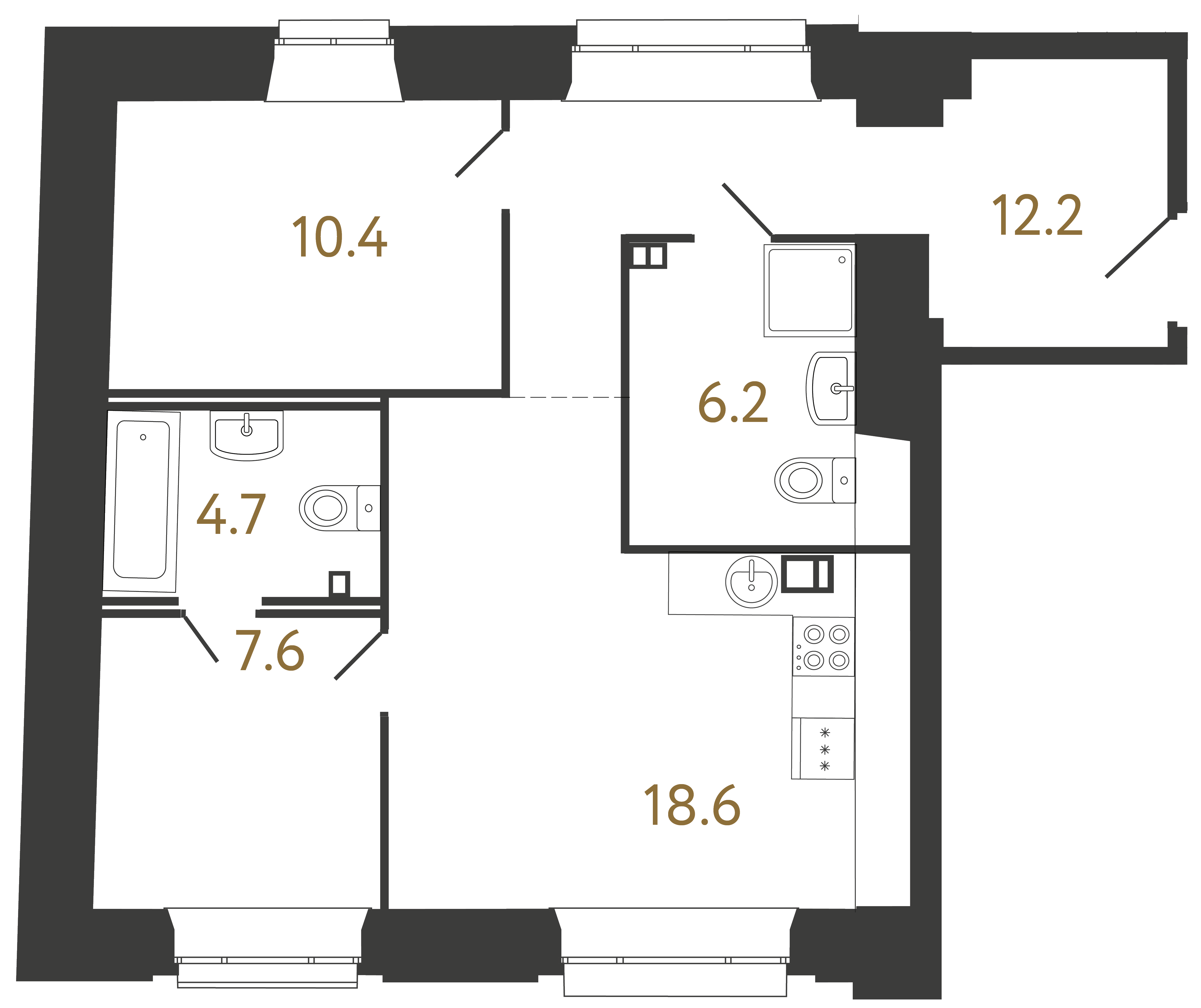 2-комнатная квартира, 59.7 м²; этаж: 2 - купить в Санкт-Петербурге
