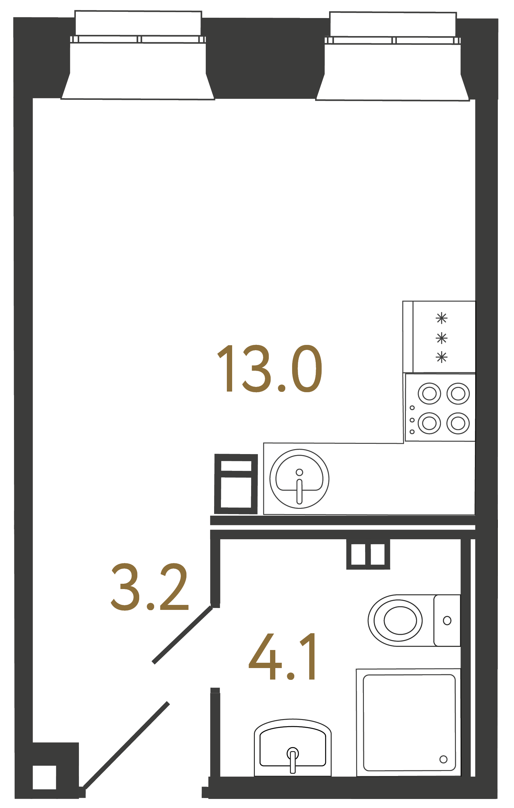 1-комнатная квартира, 20.3 м²; этаж: 3 - купить в Санкт-Петербурге