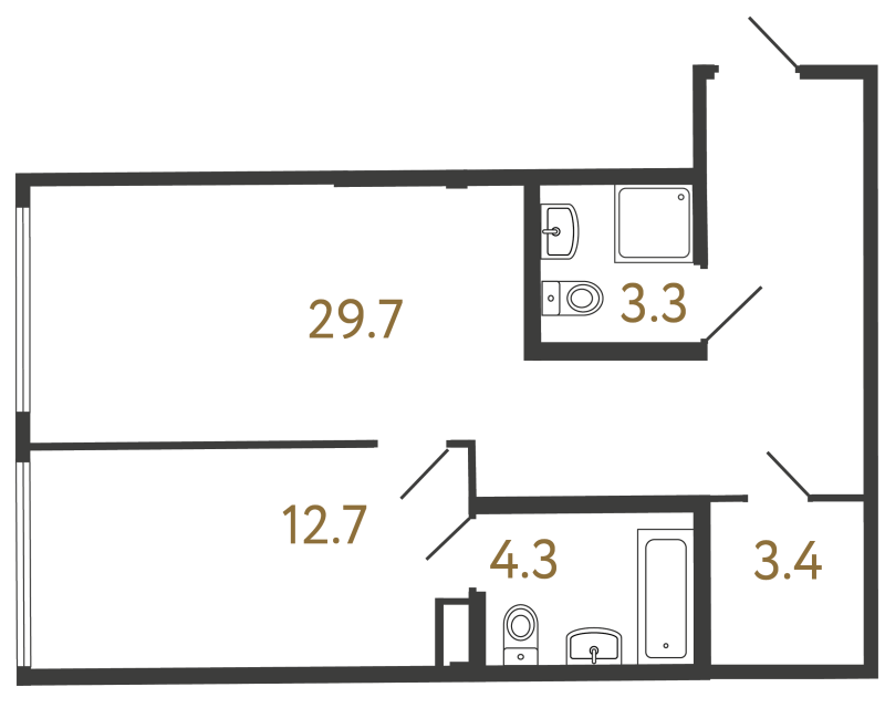 1-комнатная квартира, 53.4 м²; этаж: 1 - купить в Санкт-Петербурге
