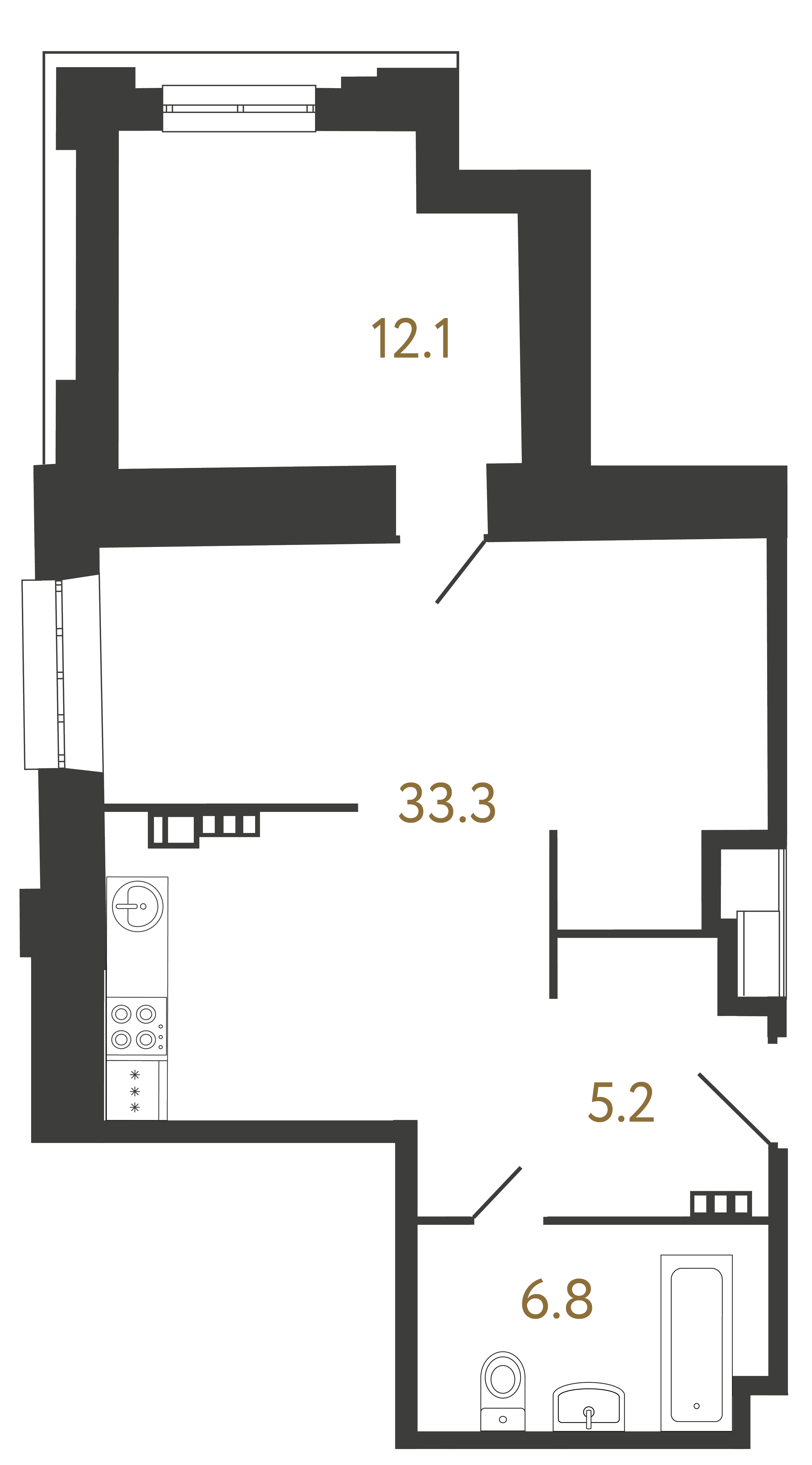 1-комнатная квартира, 57.4 м²; этаж: 4 - купить в Санкт-Петербурге