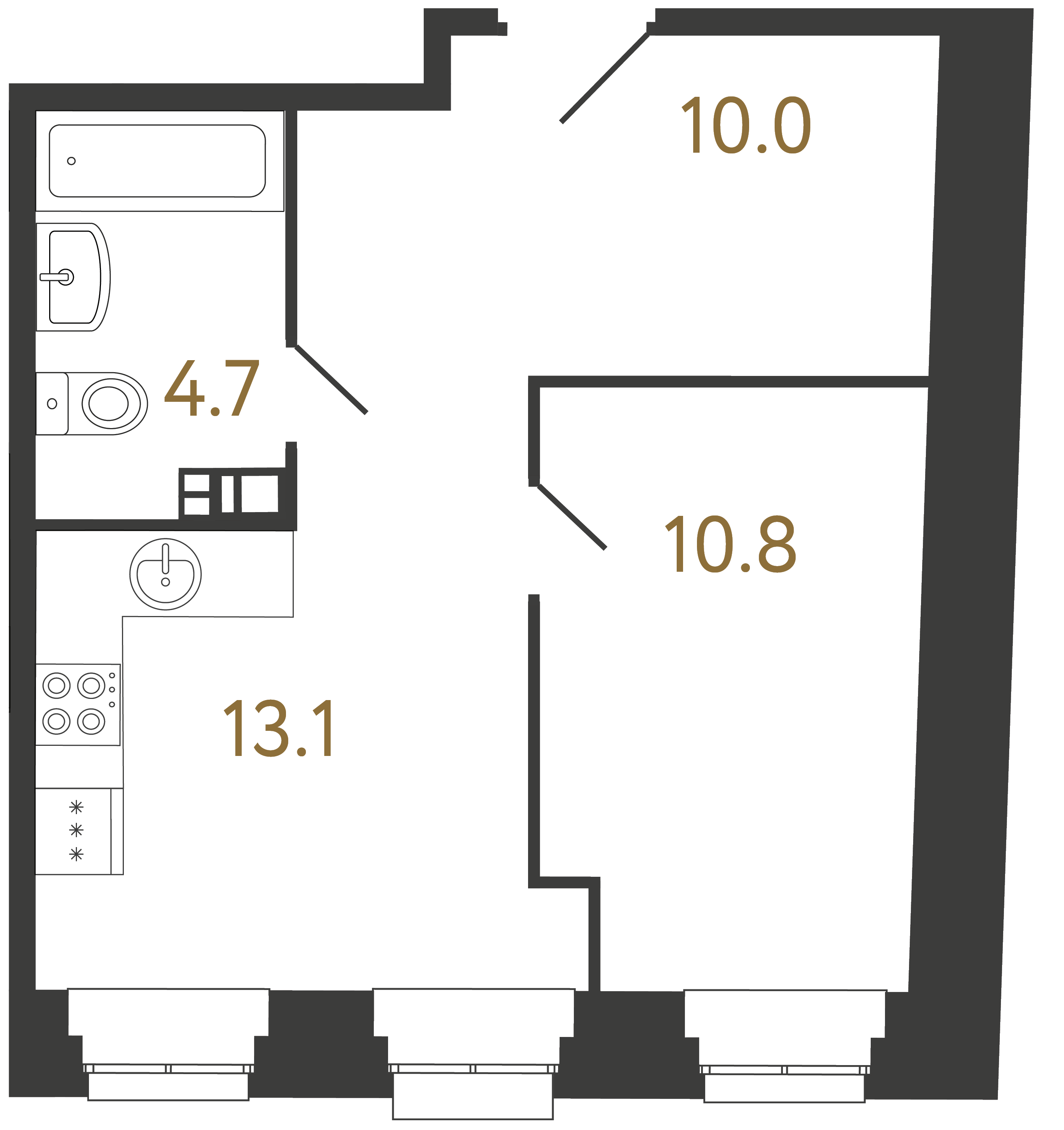 1-комнатная квартира, 38.6 м²; этаж: 2 - купить в Санкт-Петербурге
