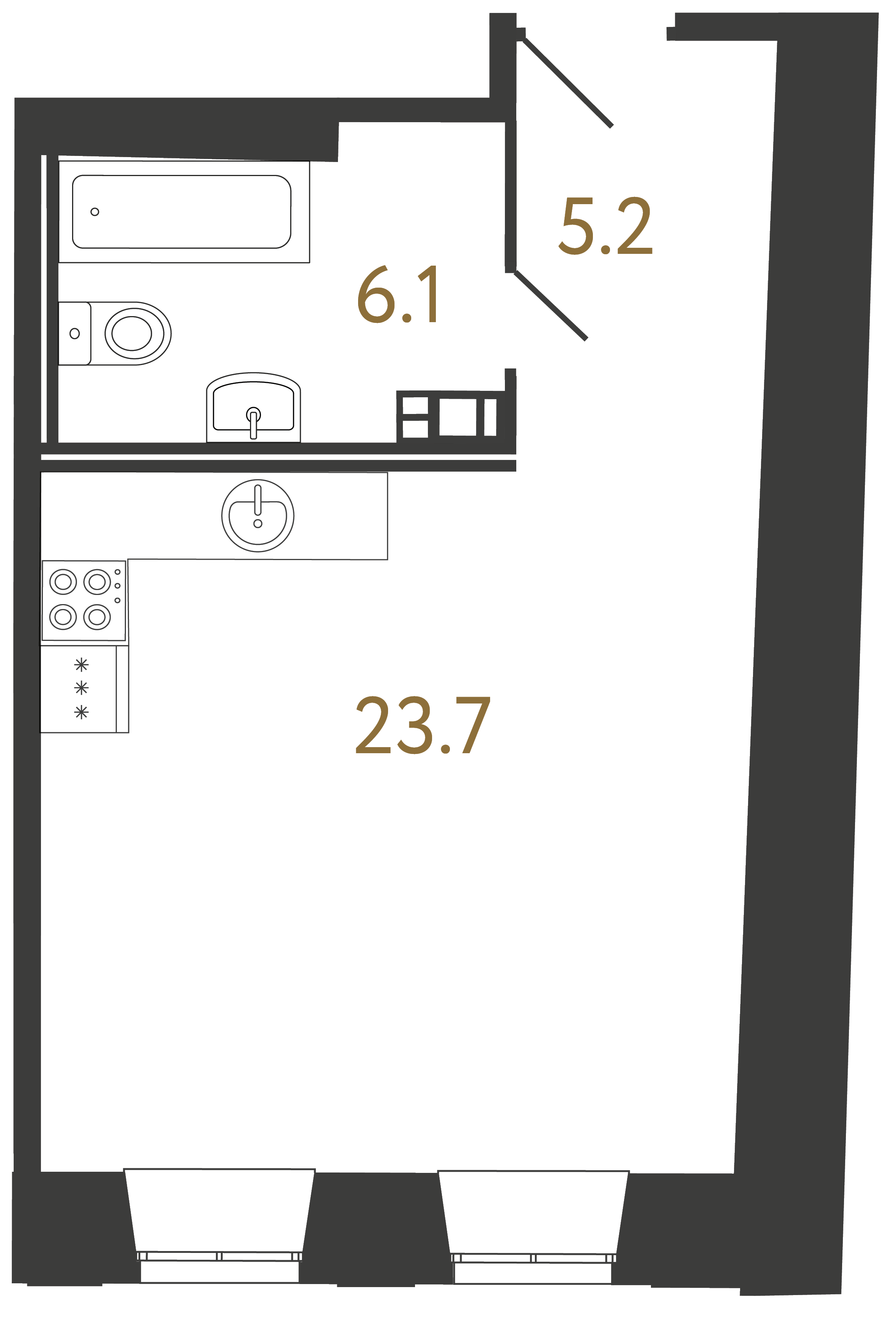 1-комнатная квартира, 35 м²; этаж: 2 - купить в Санкт-Петербурге