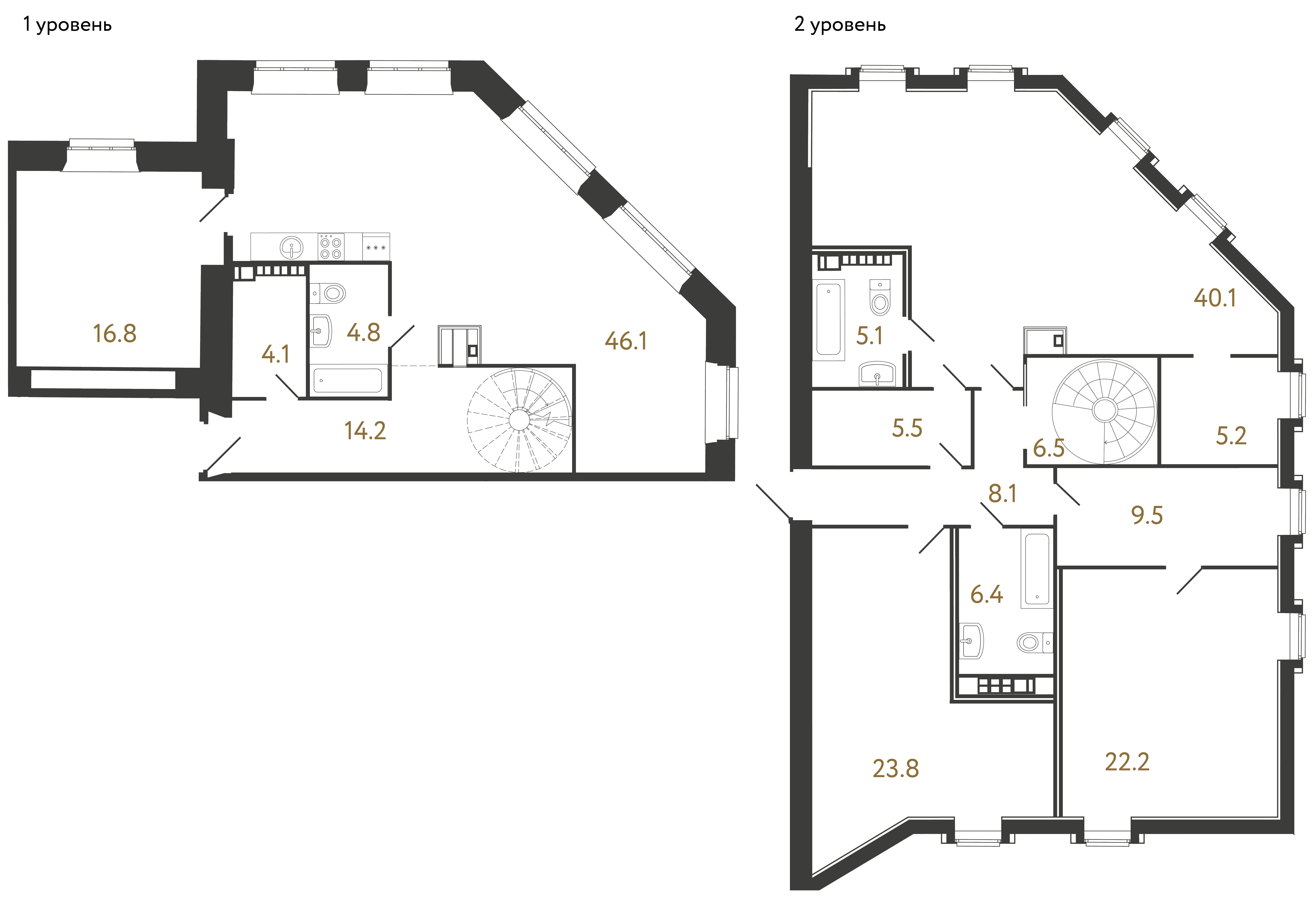 4-комнатная квартира №55 в Светоч В-й корпус: 218.4 м², этаж 4 - купить в Санкт-Петербурге