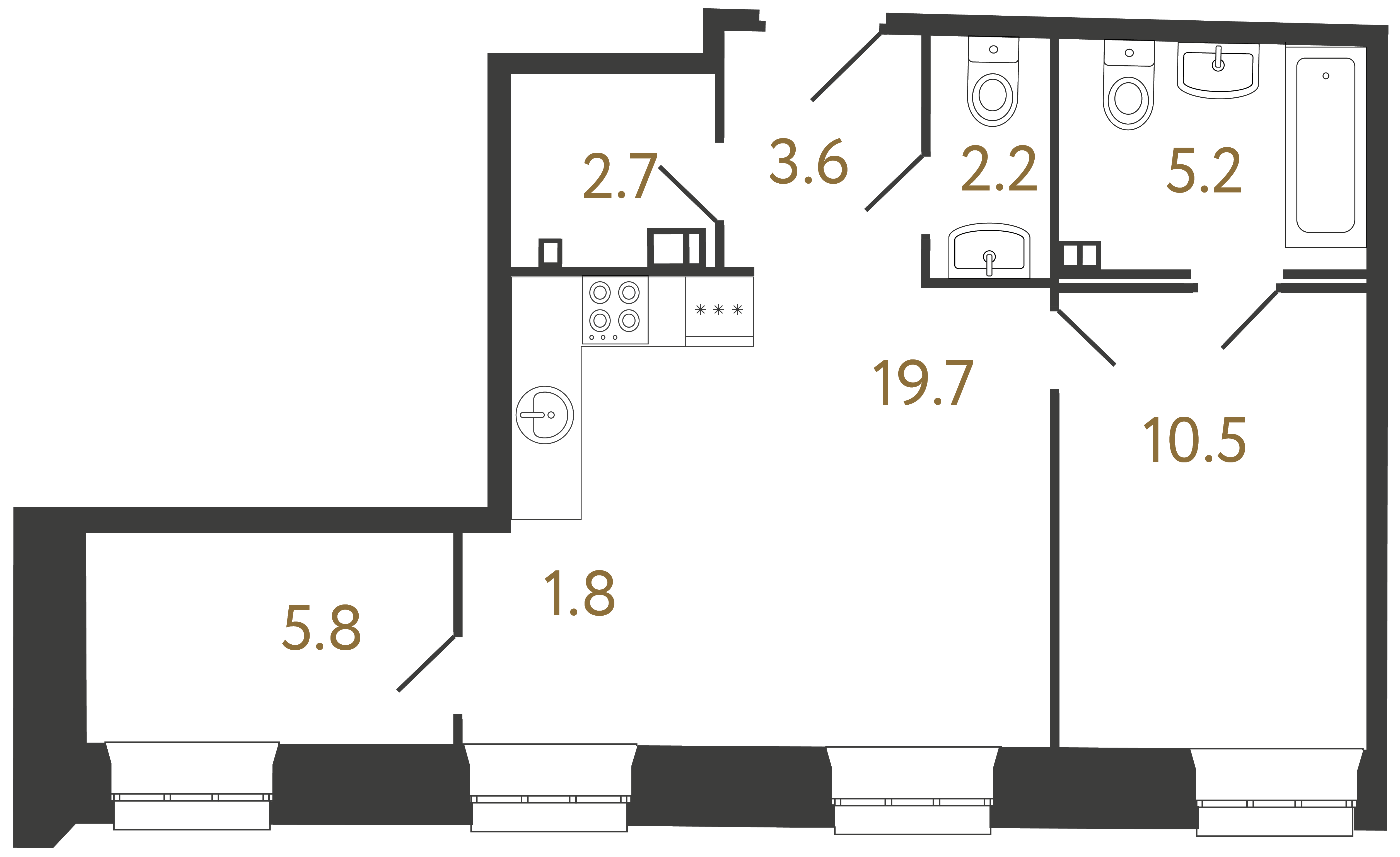 2-комнатная квартира, 49.7 м²; этаж: 2 - купить в Санкт-Петербурге