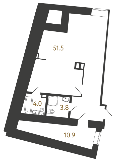 1-комнатная квартира, 70.2 м²; этаж: 3 - купить в Санкт-Петербурге
