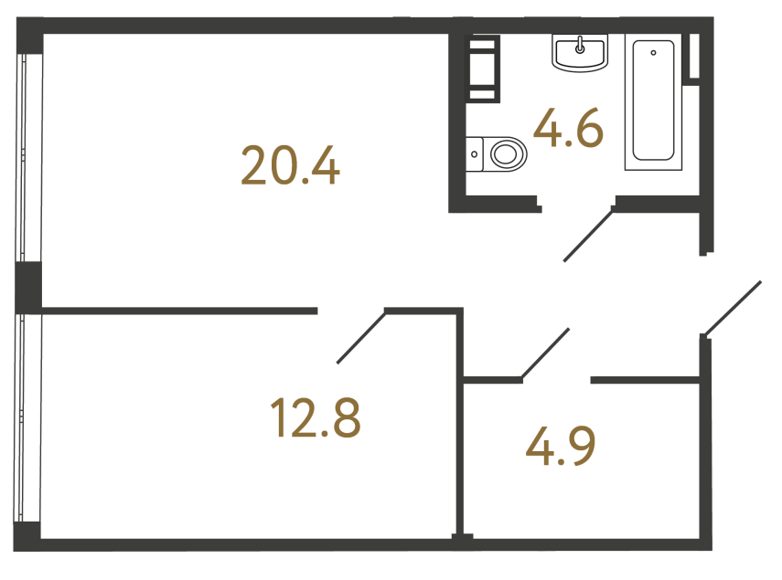 1-комнатная квартира, 42.7 м²; этаж: 2 - купить в Санкт-Петербурге