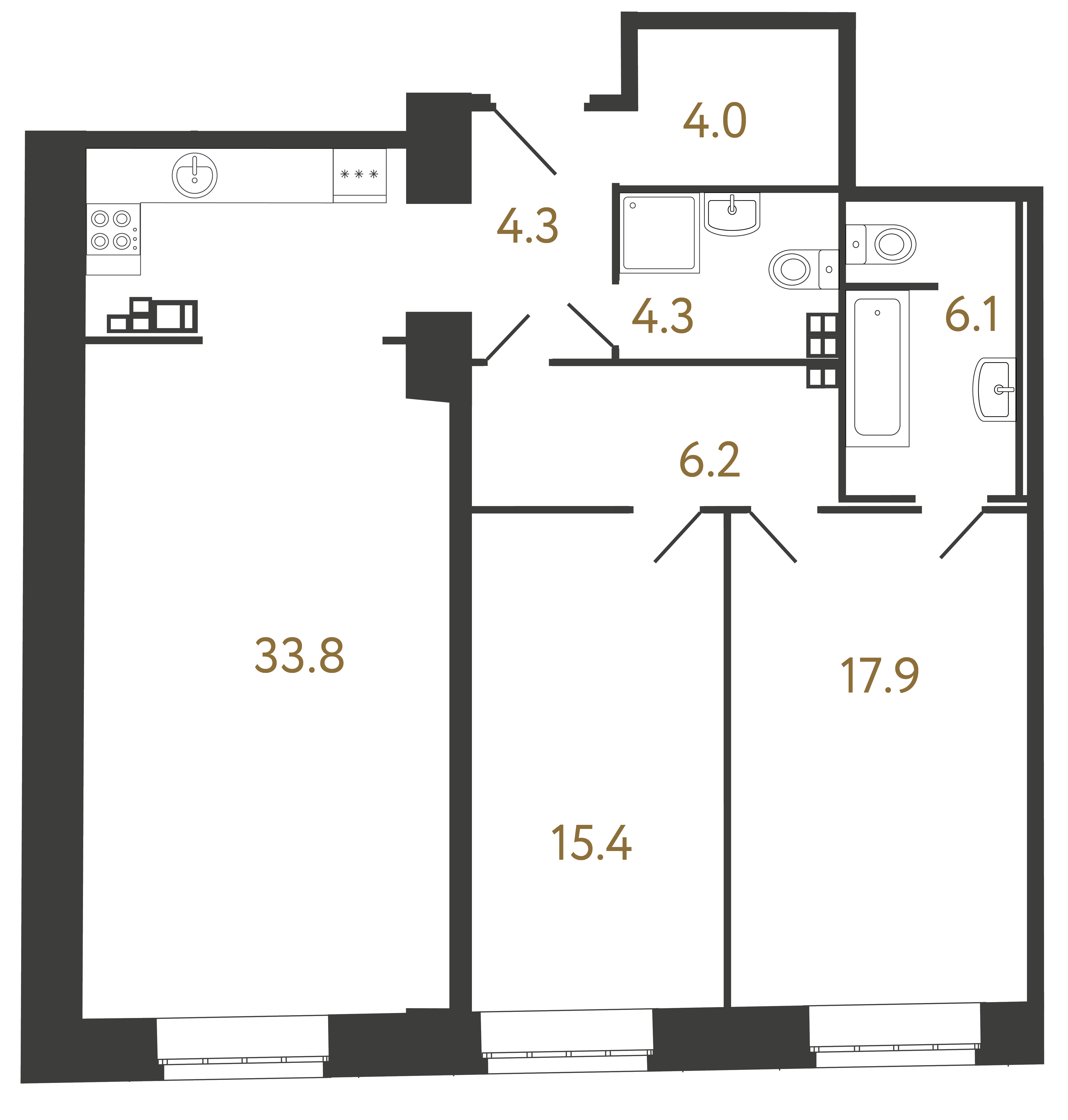 2-комнатная квартира, 92 м²; этаж: 4 - купить в Санкт-Петербурге