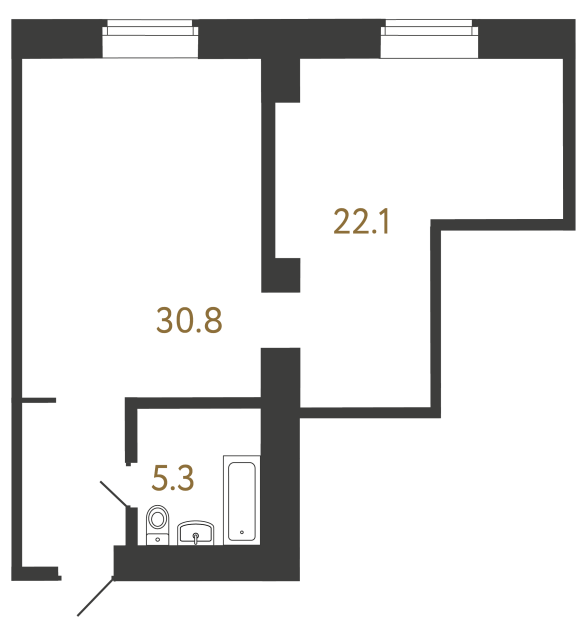 1-комнатная квартира, 58.2 м²; этаж: 3 - купить в Санкт-Петербурге