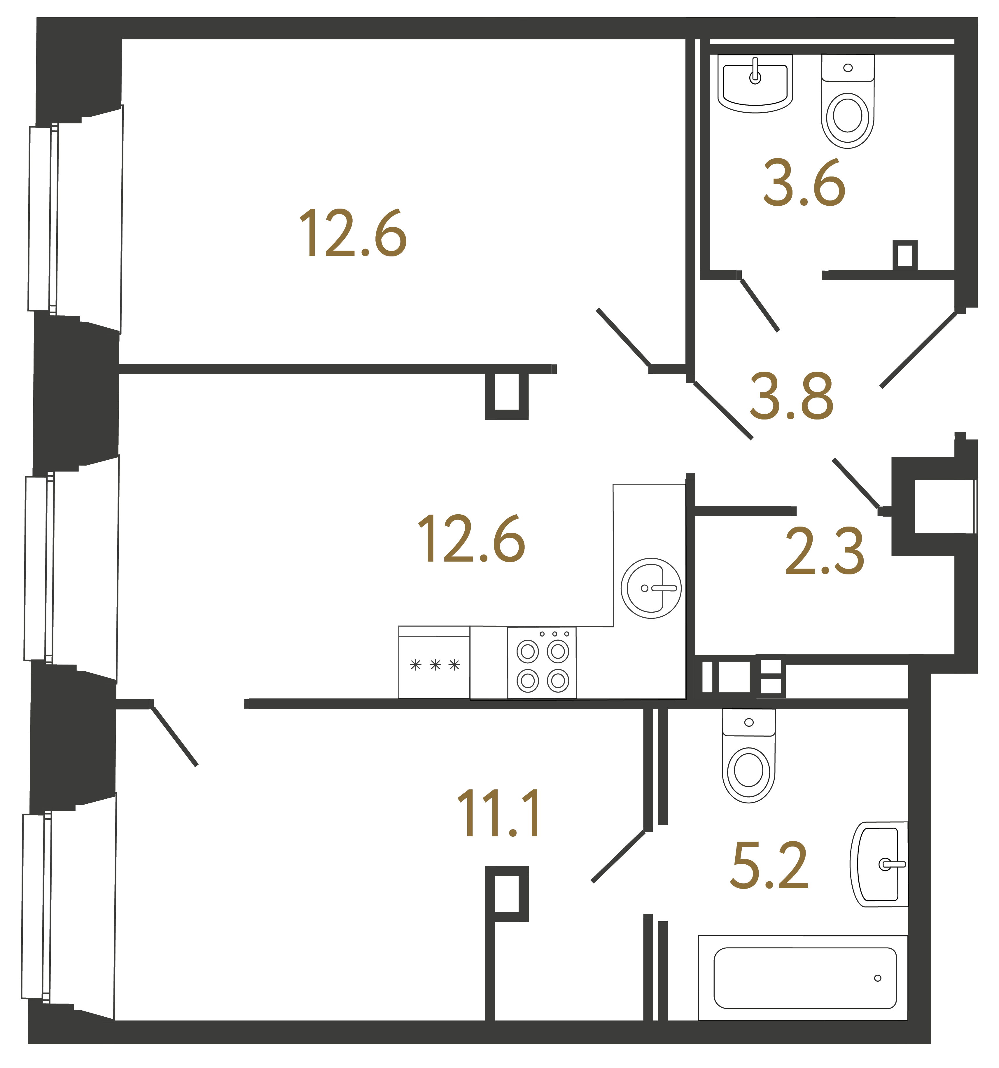 2-комнатная квартира, 51.2 м²; этаж: 2 - купить в Санкт-Петербурге