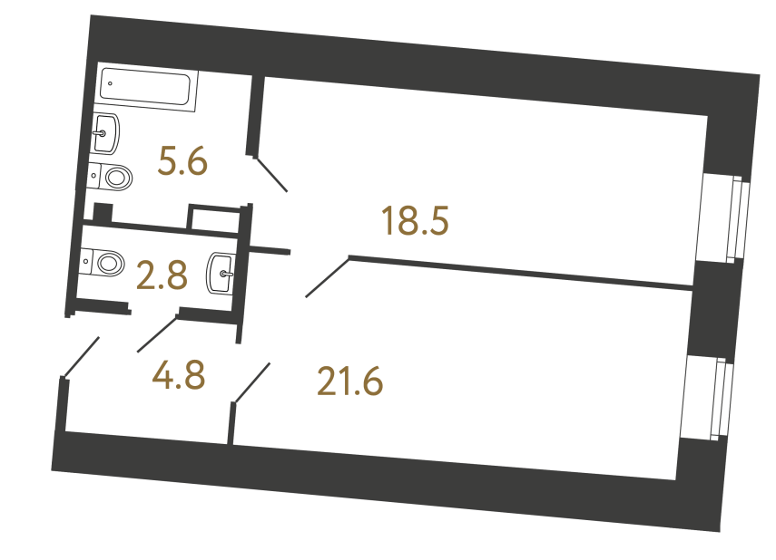 1-комнатная квартира, 53.3 м²; этаж: 3 - купить в Санкт-Петербурге