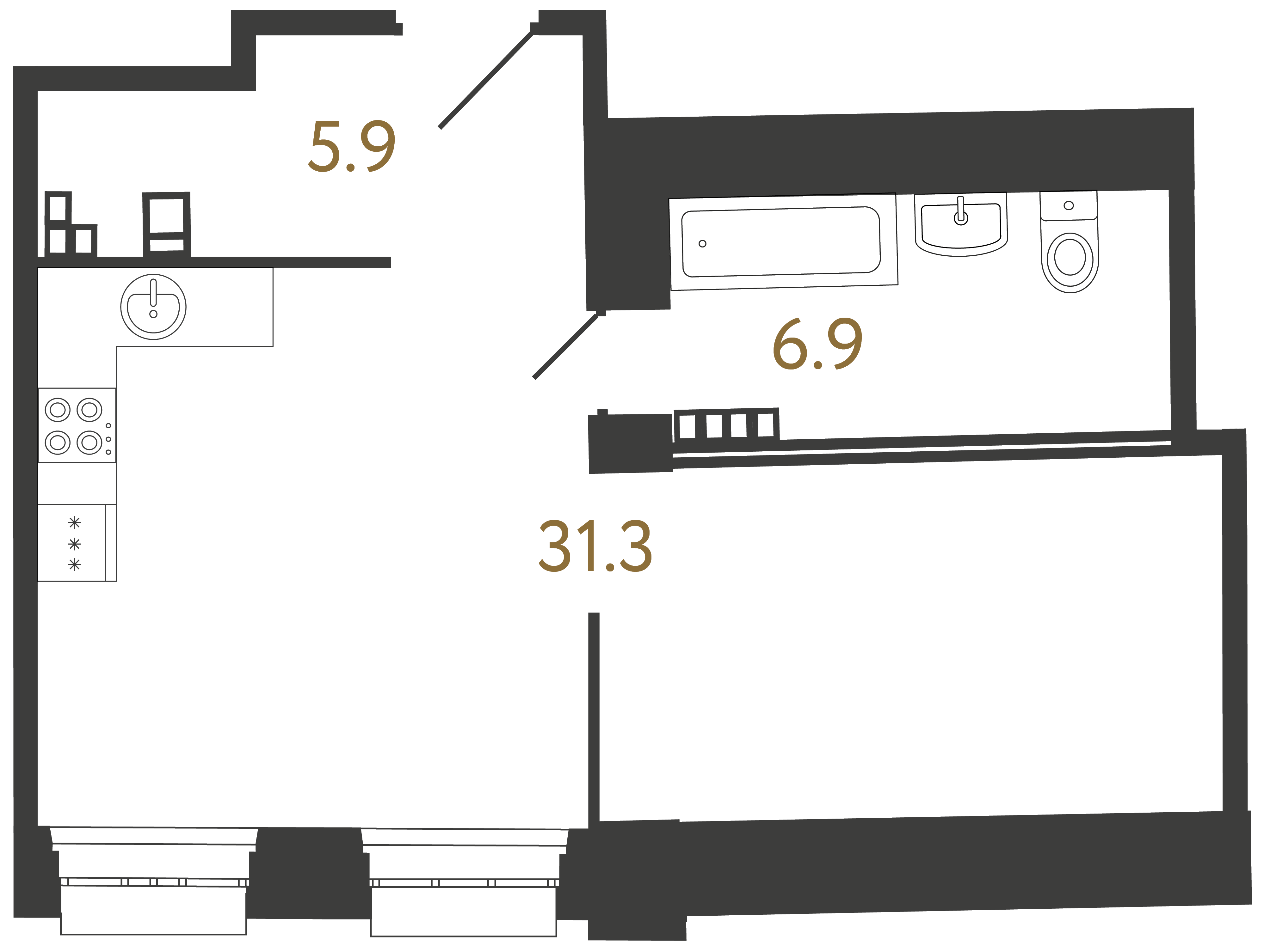 1-комнатная квартира, 44.1 м²; этаж: 4 - купить в Санкт-Петербурге