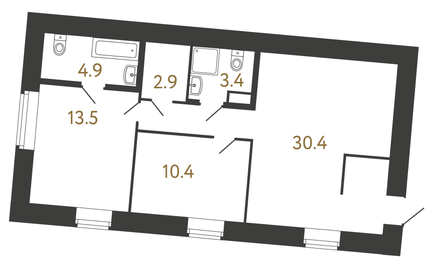 2-комнатная квартира, 65.5 м²; этаж: 3 - купить в Санкт-Петербурге