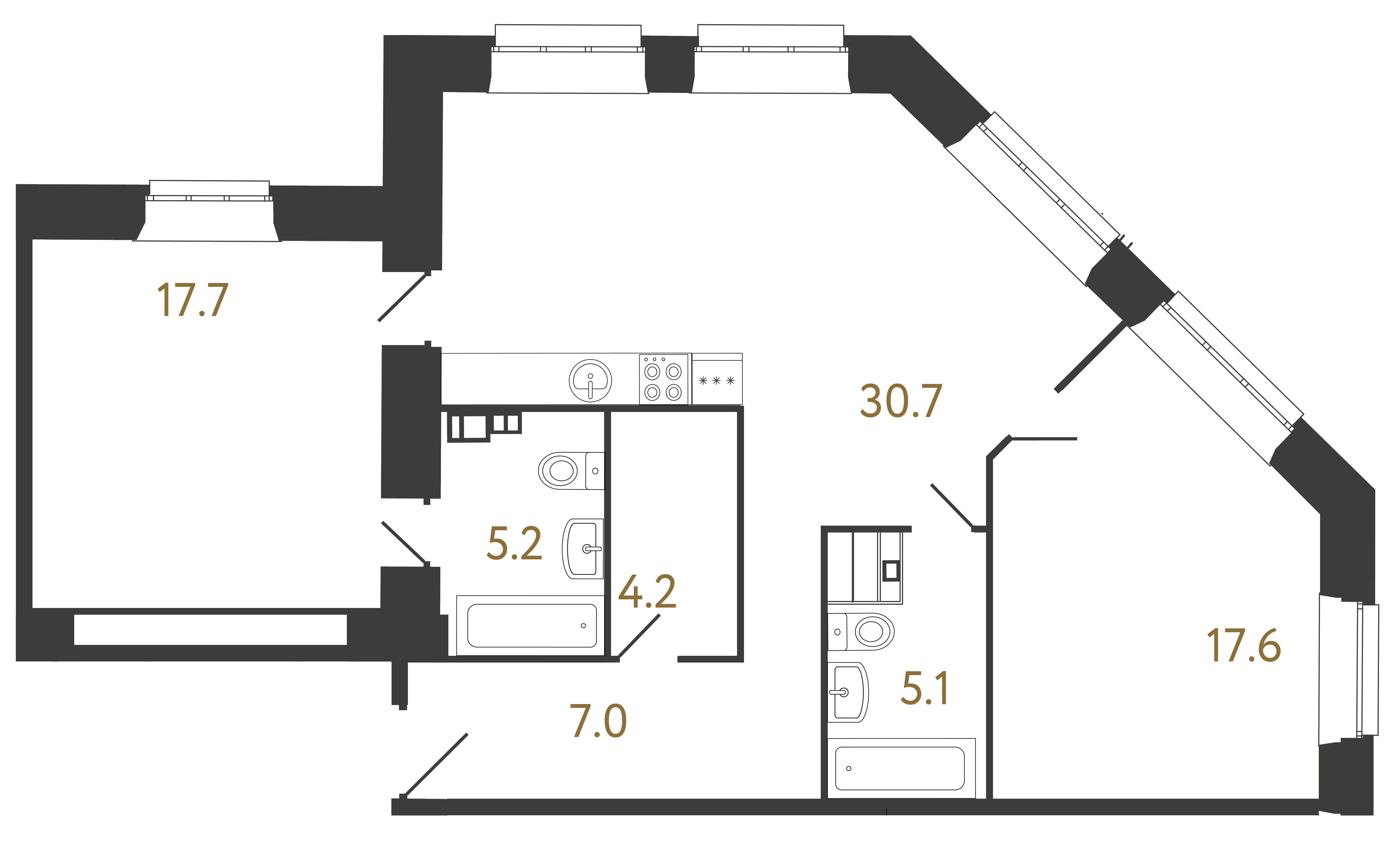 2-комнатная квартира, 87.5 м²; этаж: 3 - купить в Санкт-Петербурге