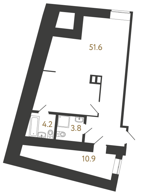 1-комнатная квартира, 70.5 м²; этаж: 2 - купить в Санкт-Петербурге