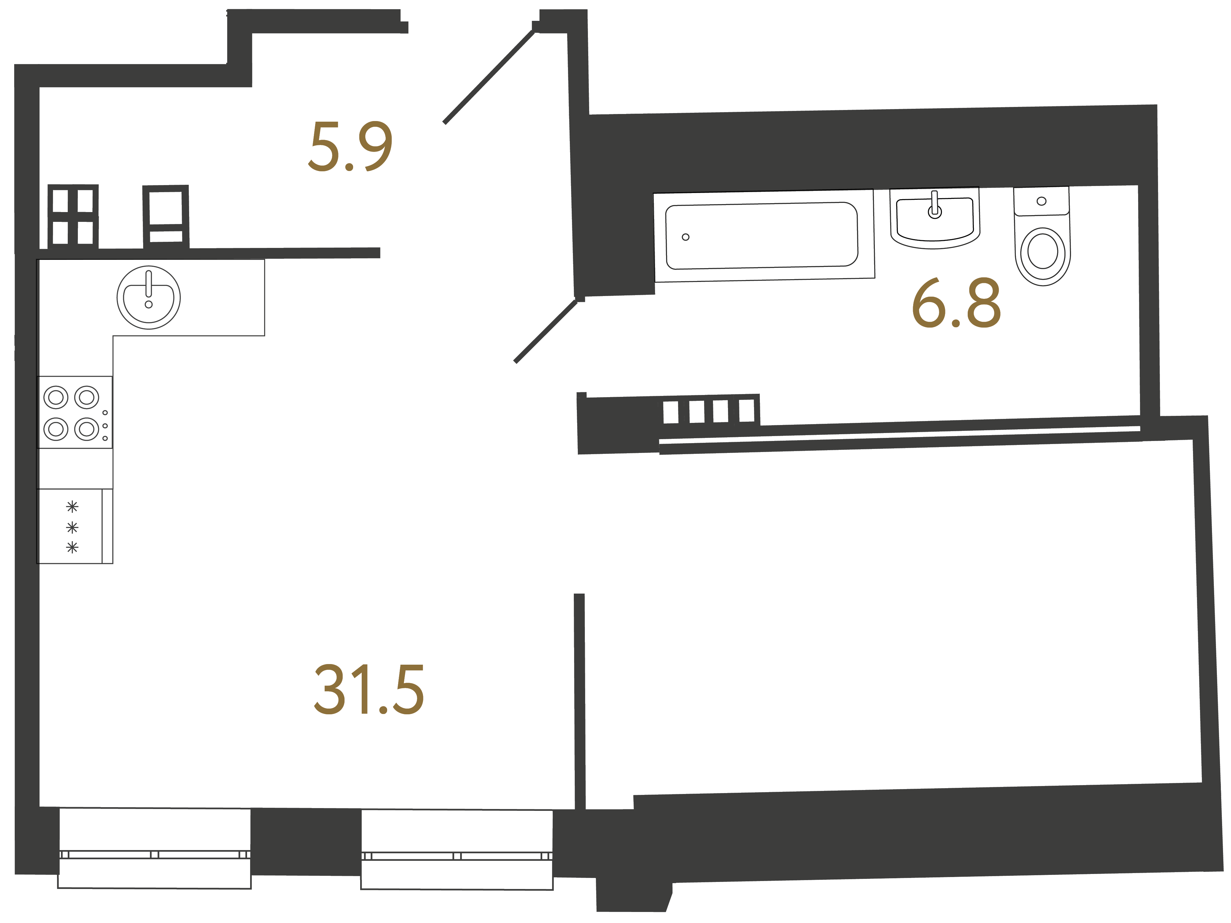 1-комнатная квартира, 44.2 м²; этаж: 5 - купить в Санкт-Петербурге