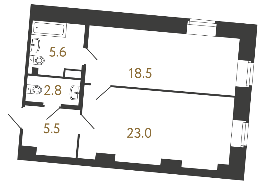1-комнатная квартира, 55.4 м²; этаж: 4 - купить в Санкт-Петербурге