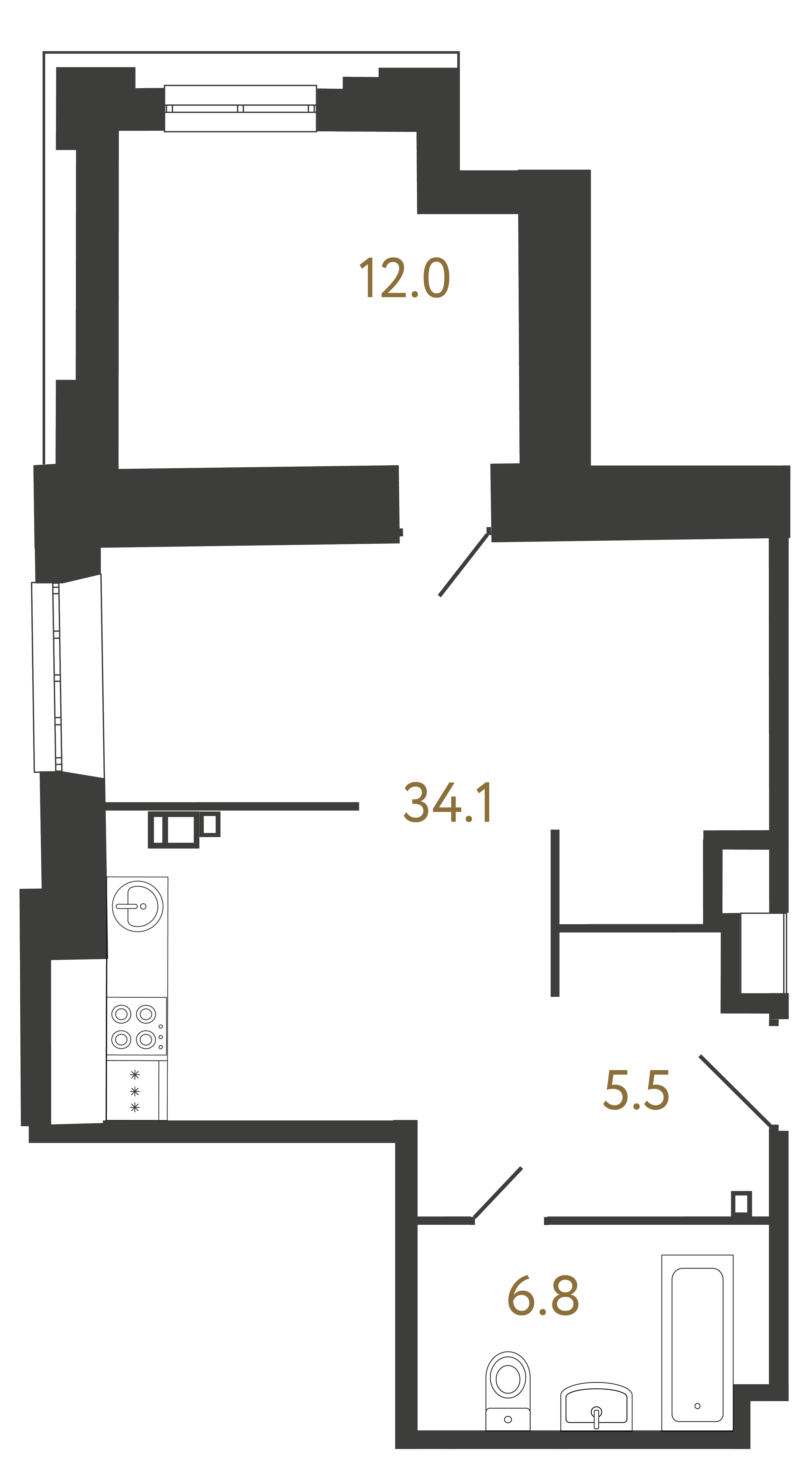 1-комнатная квартира, 58.4 м²; этаж: 2 - купить в Санкт-Петербурге