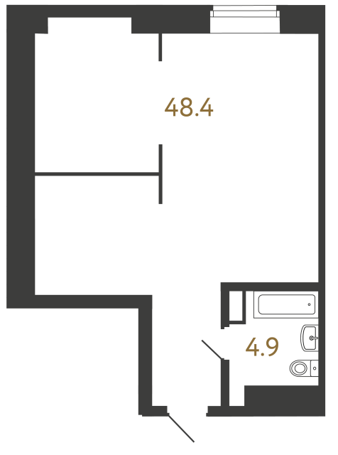 1-комнатная квартира, 53.3 м²; этаж: 2 - купить в Санкт-Петербурге