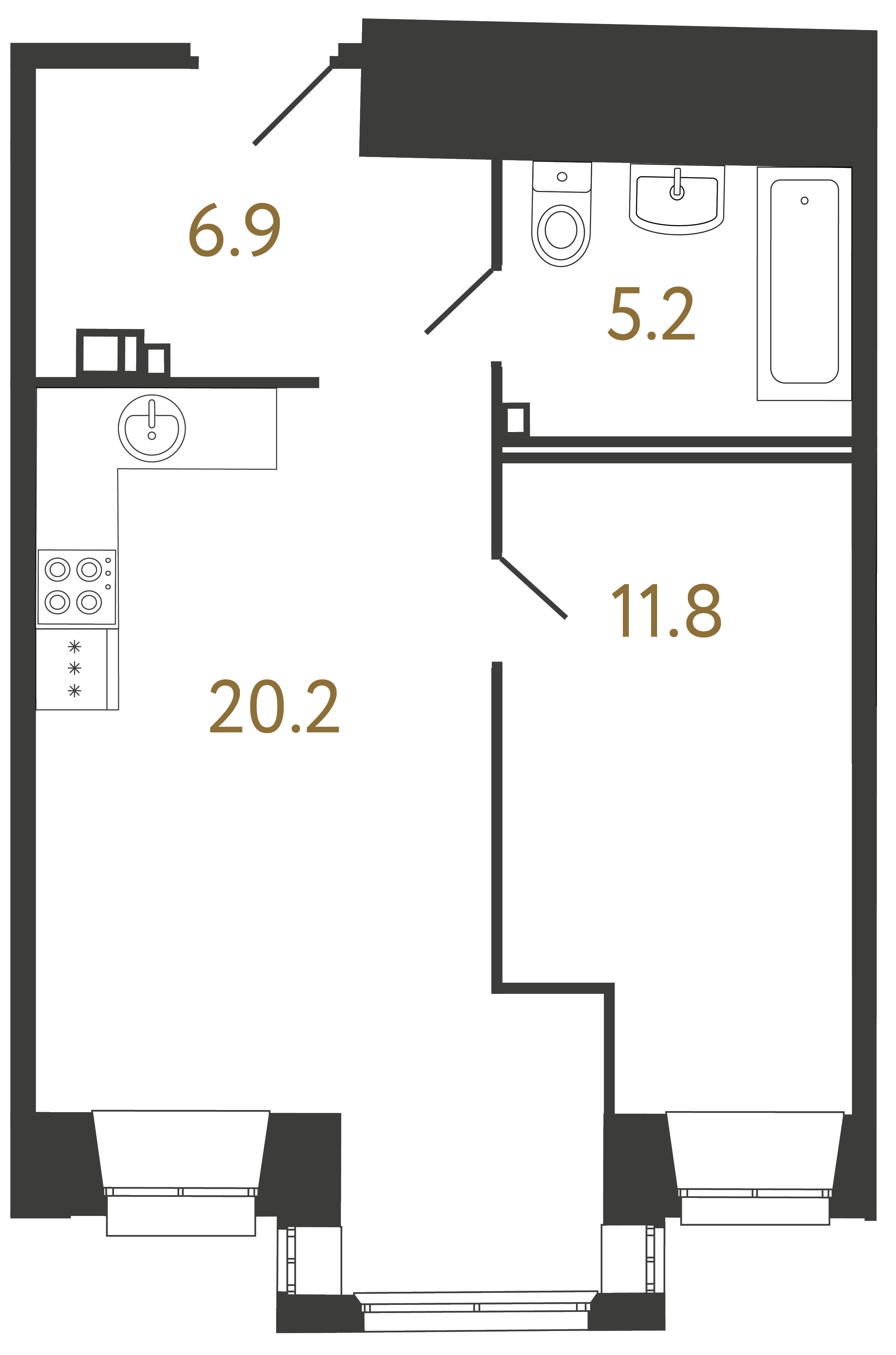 1-комнатная квартира, 44.1 м²; этаж: 2 - купить в Санкт-Петербурге