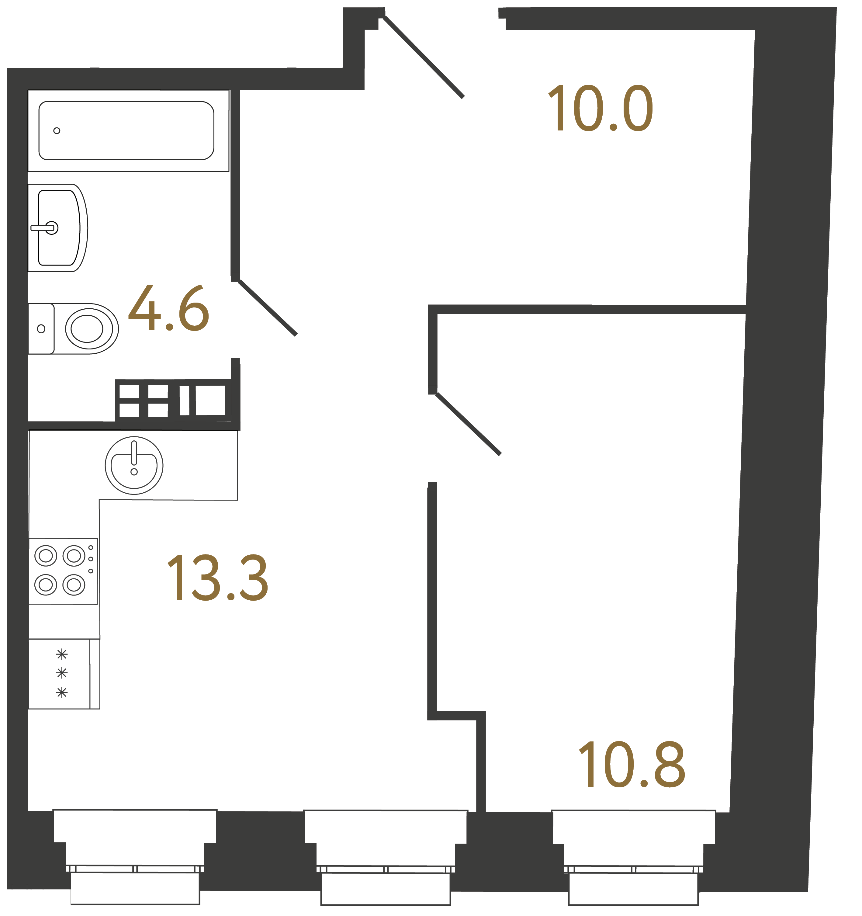 1-комнатная квартира, 38.7 м²; этаж: 3 - купить в Санкт-Петербурге