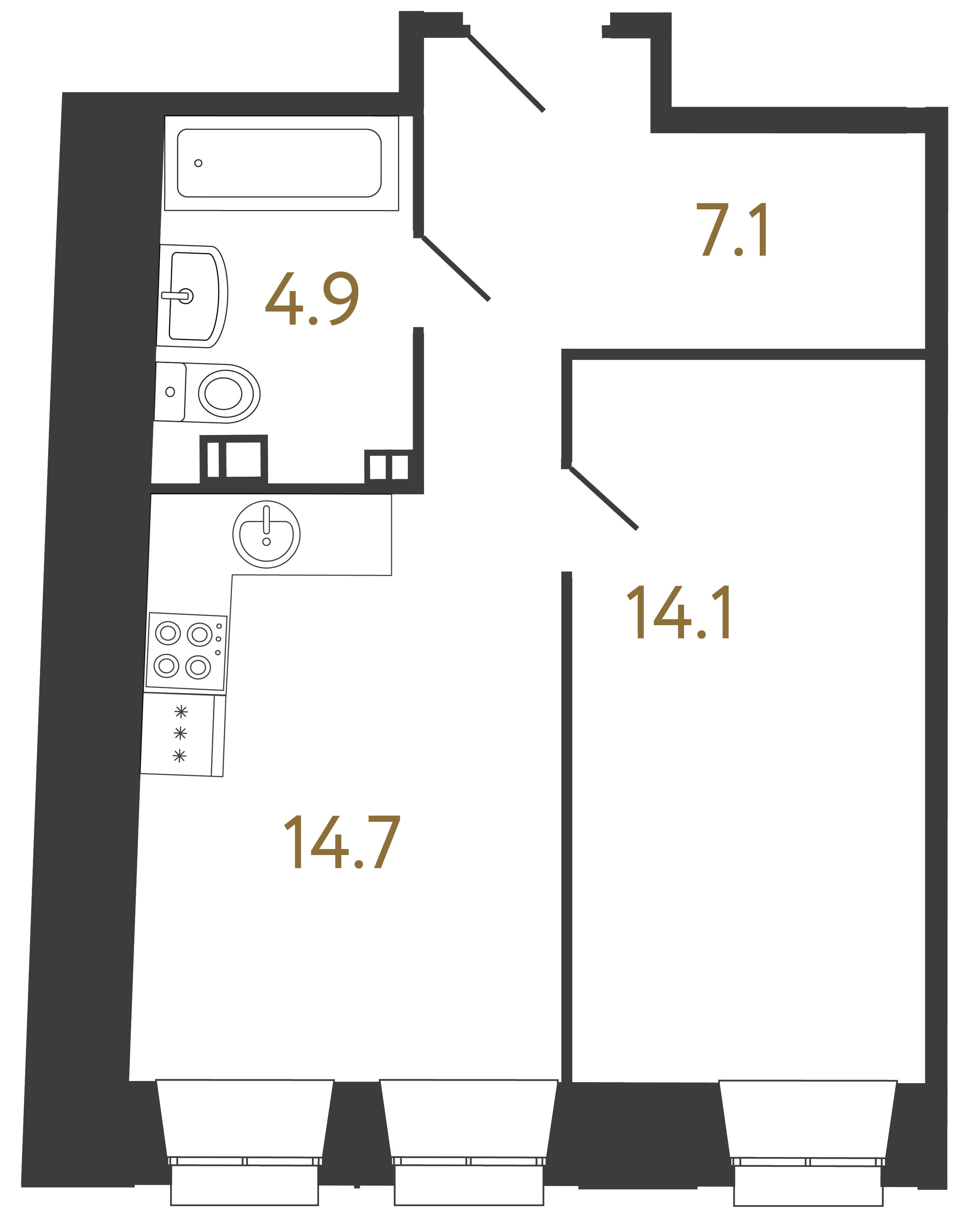 1-комнатная квартира, 40.8 м²; этаж: 2 - купить в Санкт-Петербурге