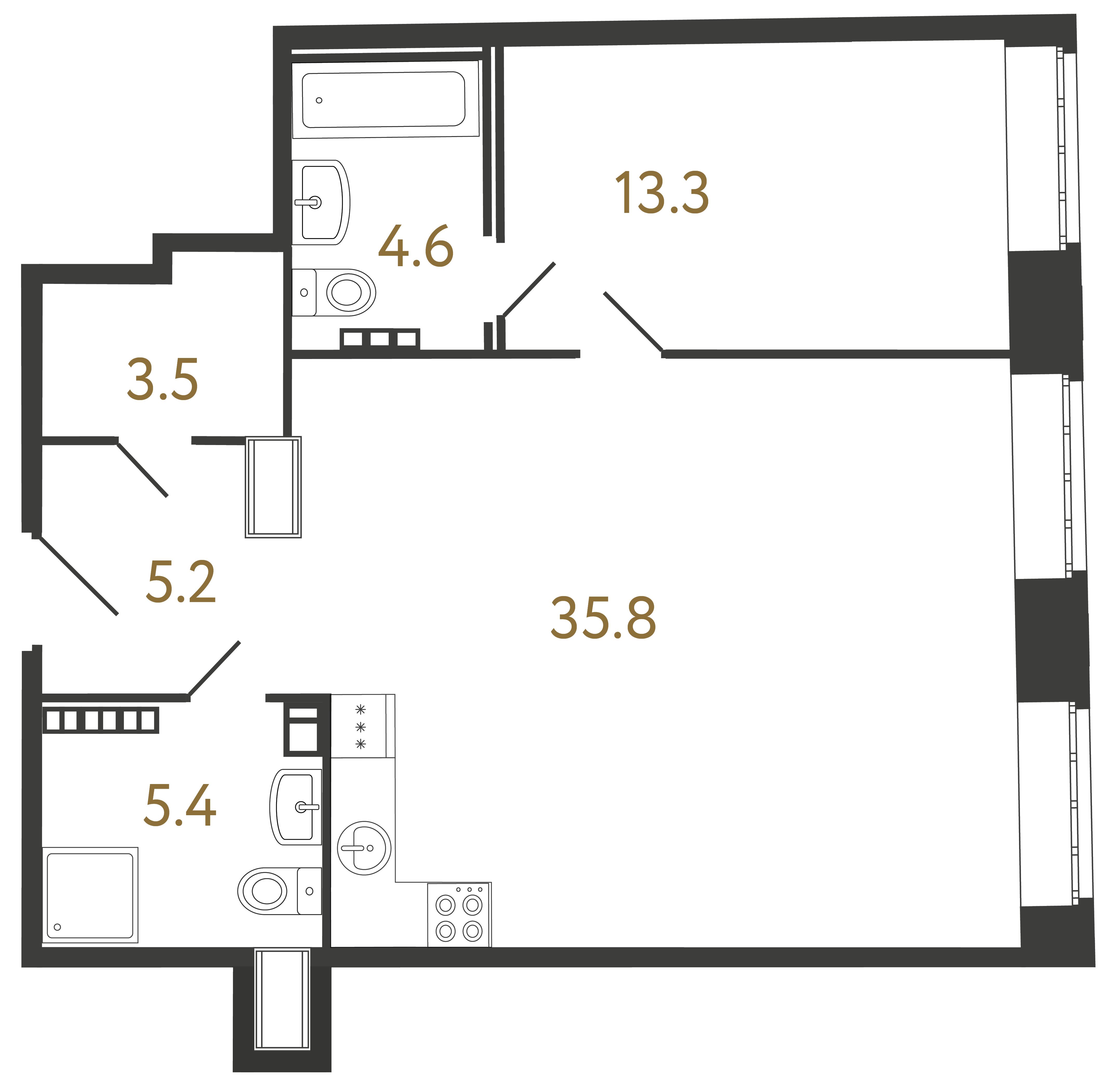 1-комнатная квартира, 67.8 м²; этаж: 4 - купить в Санкт-Петербурге