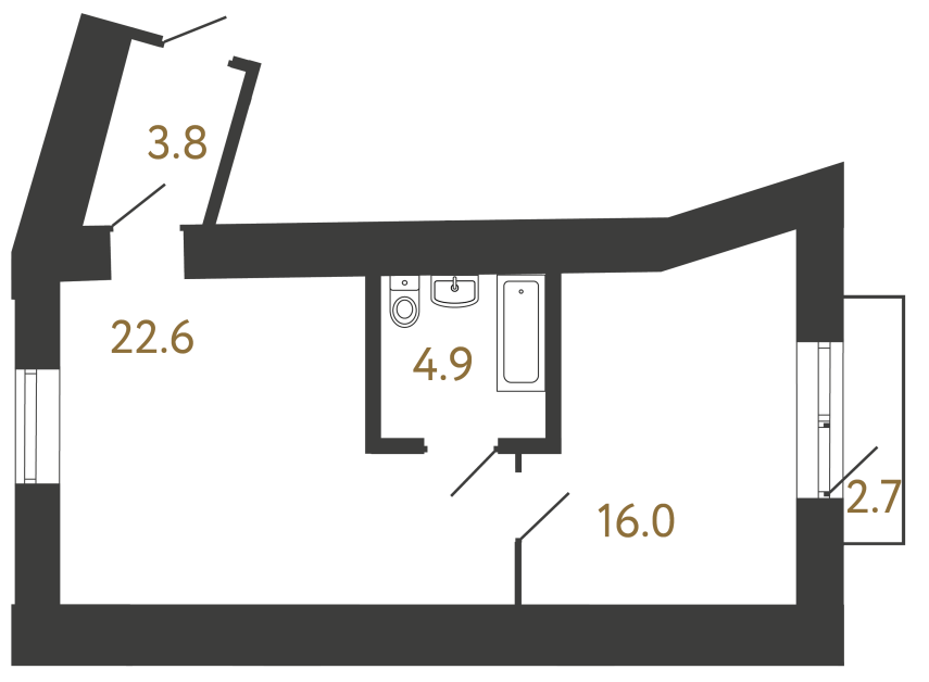 1-комнатная квартира, 50 м²; этаж: 2 - купить в Санкт-Петербурге