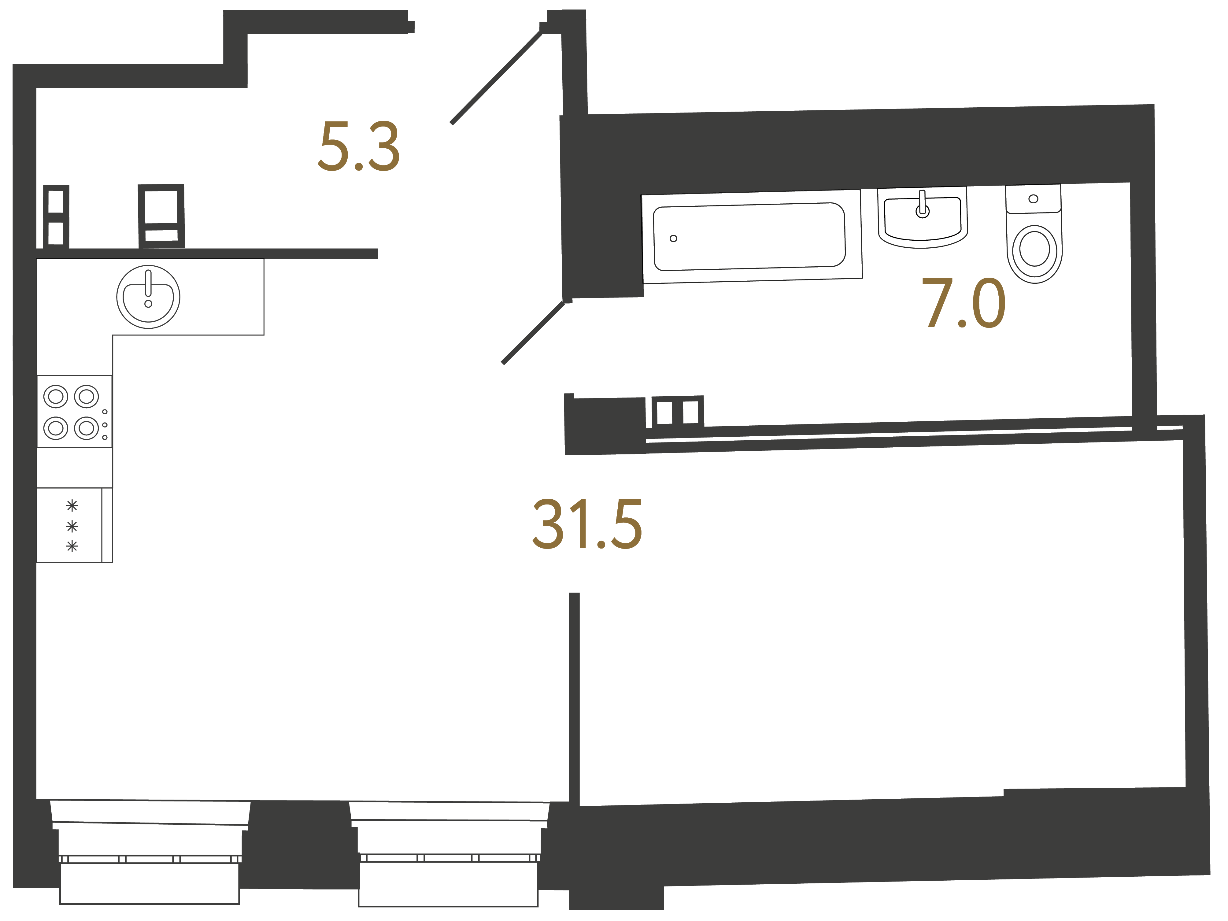 1-комнатная квартира, 43.8 м²; этаж: 3 - купить в Санкт-Петербурге