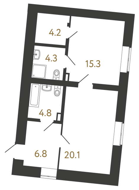 1-комнатная квартира, 55.5 м²; этаж: 3 - купить в Санкт-Петербурге
